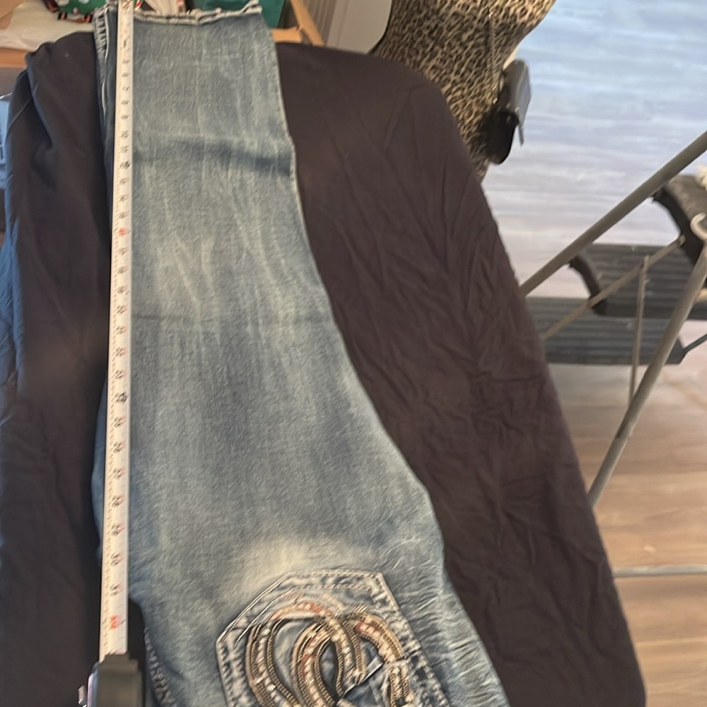 Miss Me Women's Embroidered Distressed Blue Jeans - Picture 3 of 6